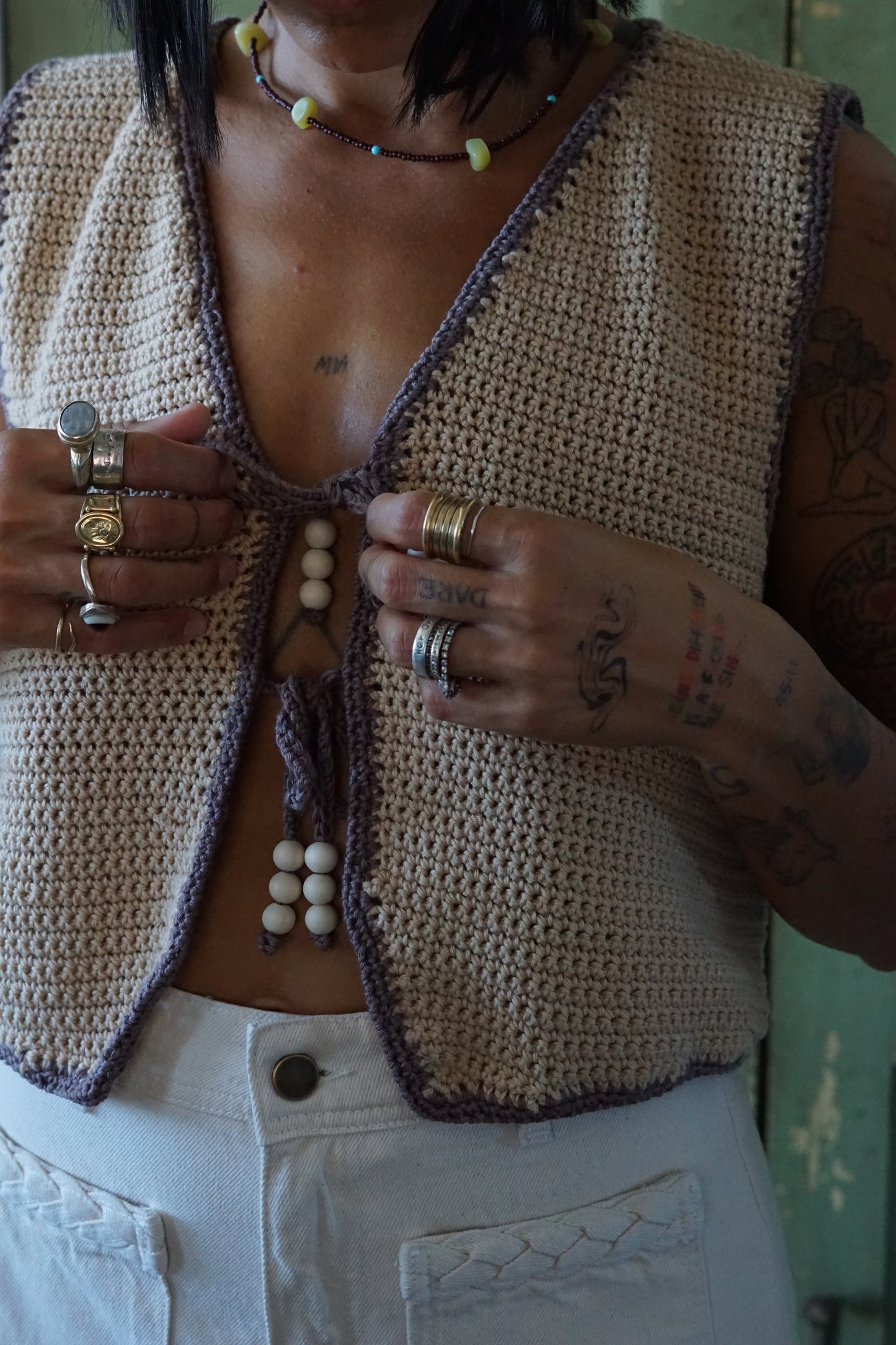 Gilet Sabbia Con Perline