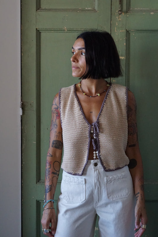 Gilet Sabbia Con Perline